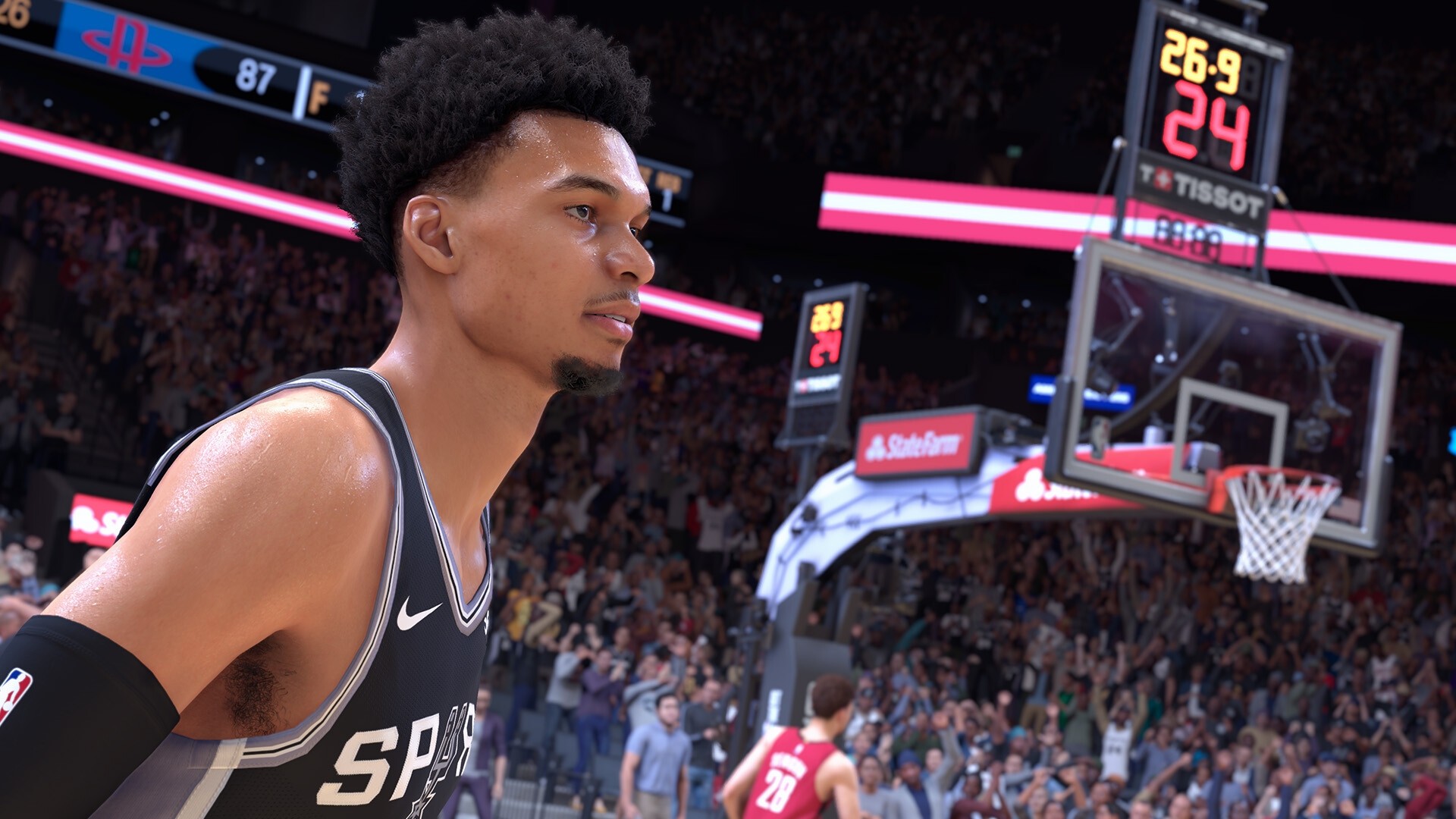 NBA 2K25 — capture photoréaliste in-game d'un joueur des San Antonio Spurs sur le parquet