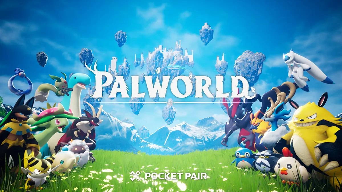 Key art officiel de Palworld réunissant ses Pals emblématiques