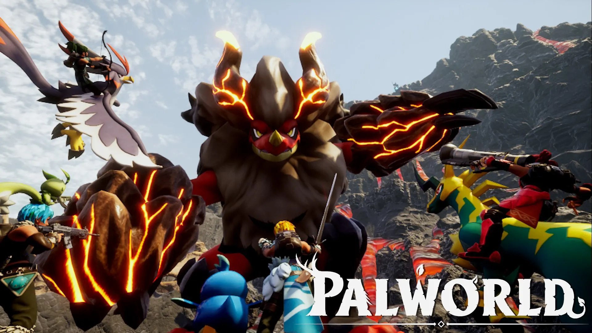 Affrontement contre un Pal volcanique géant — image officielle Palworld